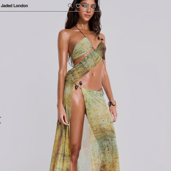 Jaded London Cantha Asymmetric Cut Out Maxi Dress in Lagoon - Picture 1 of 2